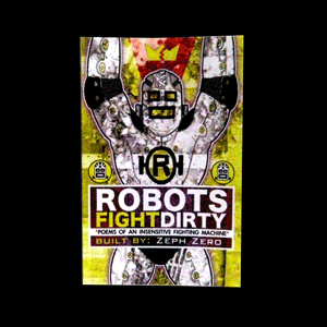 Animated paperback copy of Robots Fight Dirty rotating 360 degrees.
